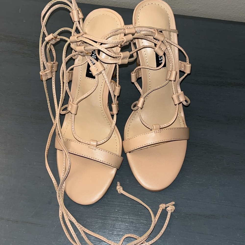 Nine West Women's Mix Ankle Wrap Dress Heeled Sandals NWOB sz 6M Blush Tan - Picture 10 of 14